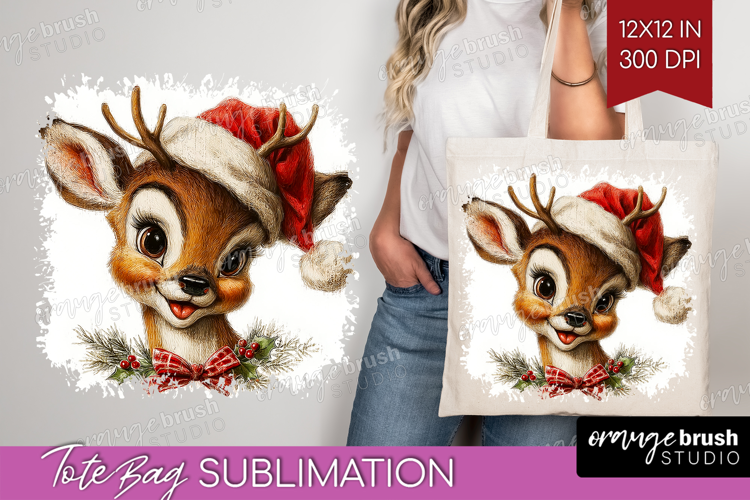 Vintage Christmas Tote Bag - Retro Xmas Tote Bag PNG