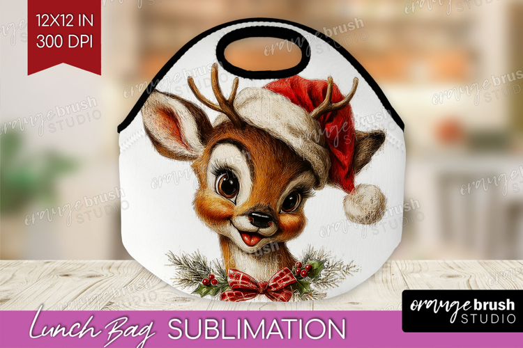 Vintage Christmas Lunch Bag - Retro Xmas Lunch Bug PNG