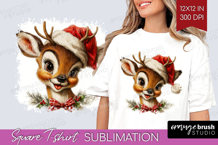 Vintage Christmas Square Tshirt Background - Retro Xmas PNG