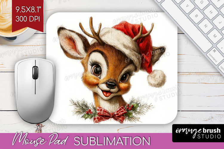 Vintage Christmas Mouse Pad Sublimation - Retro Xmas PNG