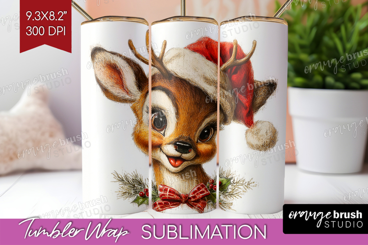 Vintage Christmas Tumbler Wrap - Retro Xmas Tumbler PNG