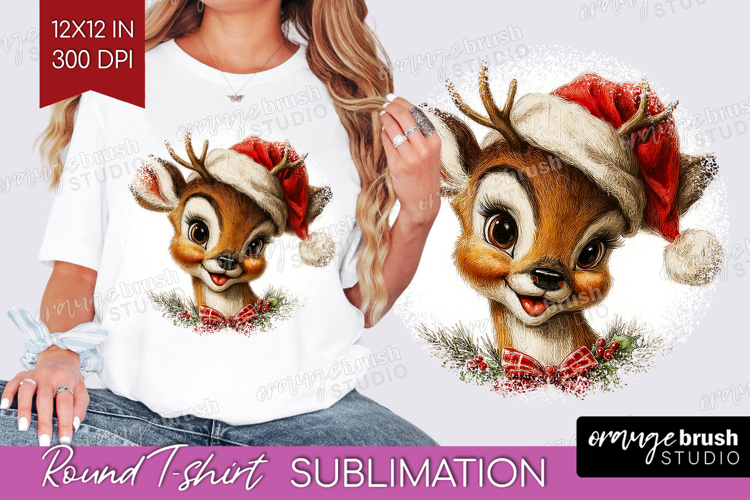 Vintage Christmas Round Tshirt Background - Retro Xmas PNG