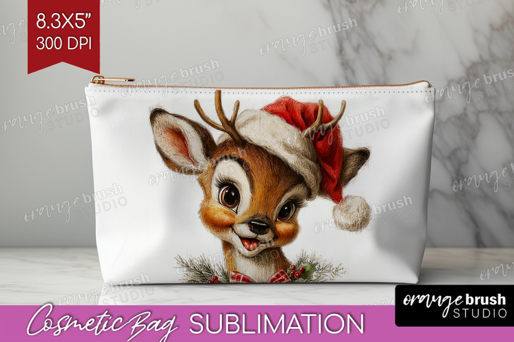 Vintage Christmas Cosmetic Bag - Retro Xmas Makeup Bag PNG