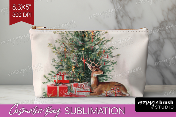 Vintage Christmas Cosmetic Bag - Retro Xmas Makeup Bag PNG