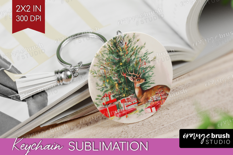 Vintage Christmas Keychain PNG - Retro Xmas Keychain