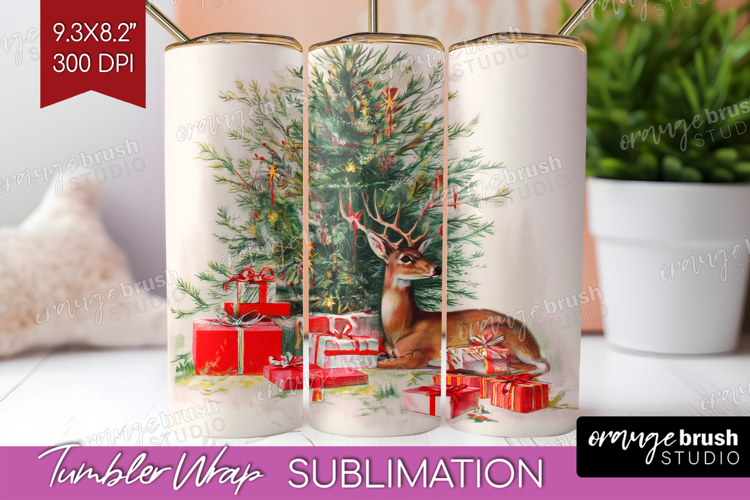 Vintage Christmas Tumbler Wrap - Retro Xmas Tumbler PNG
