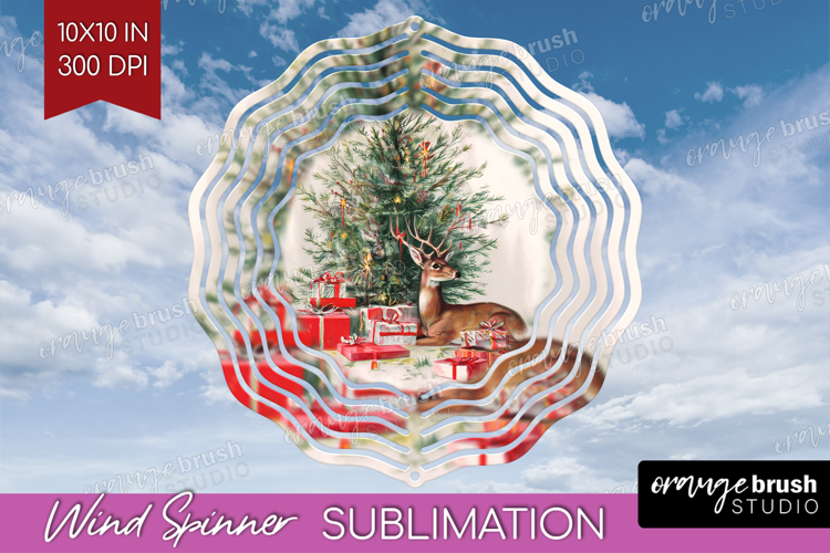 Vintage Christmas Wind Spinner Sublimation PNG - Retro Xmas