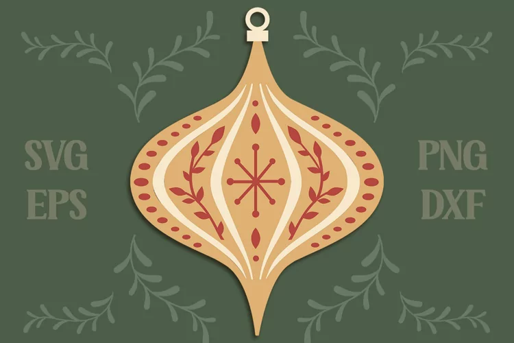 Vintage Christmas Ornament with Snowflake SVG