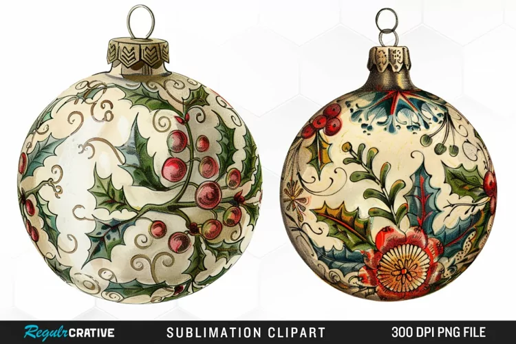 Vintage Christmas Baubles Image Clipart