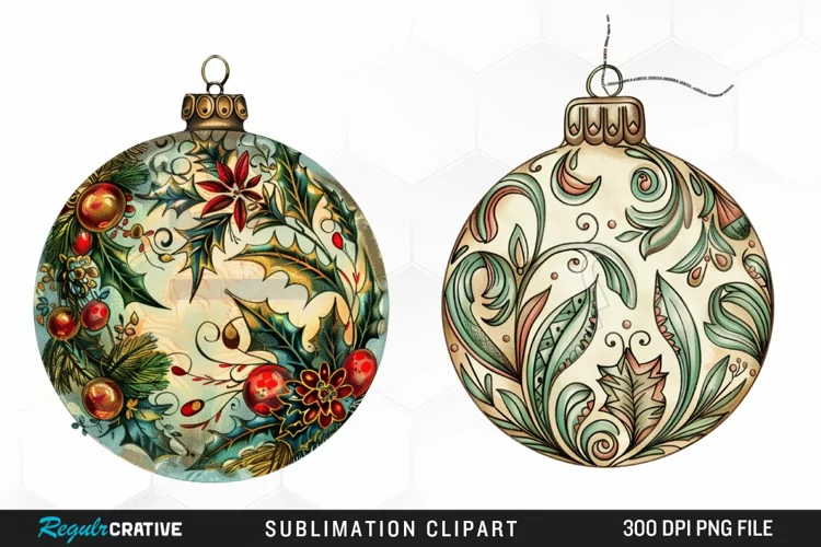 Vintage Christmas Baubles Image Clipart