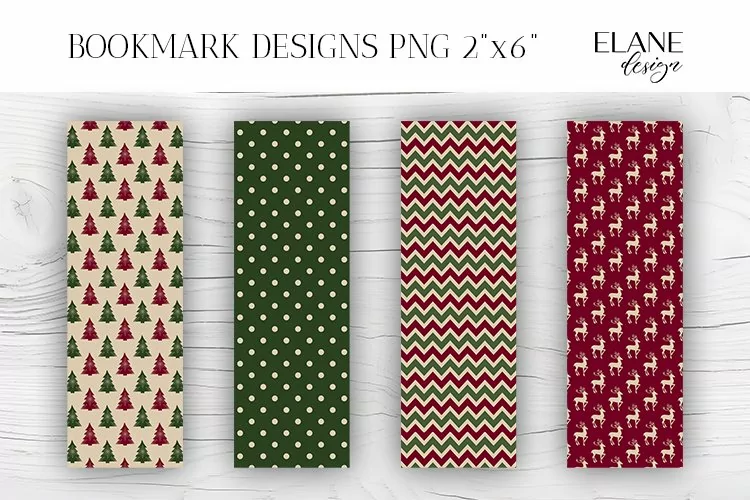 Vintage Christmas Bookmark Printable, 4 PNG Bookmark