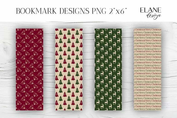 Vintage Christmas Bookmark Printable, 4 PNG Bookmark