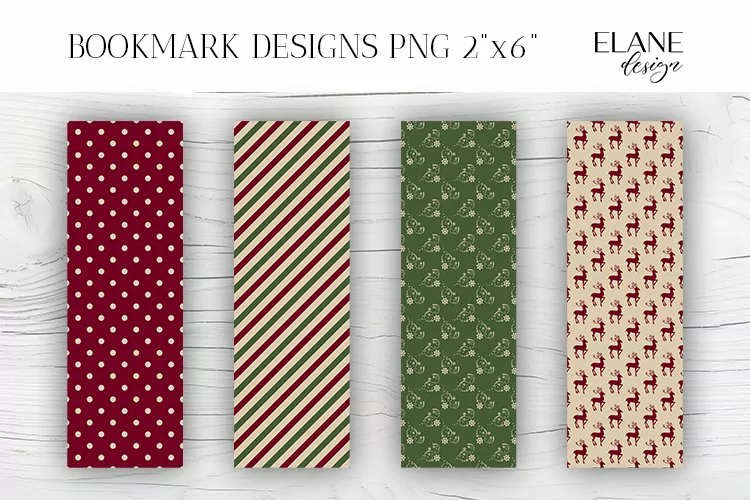 Vintage Christmas Bookmark Printable, 4 PNG Bookmark