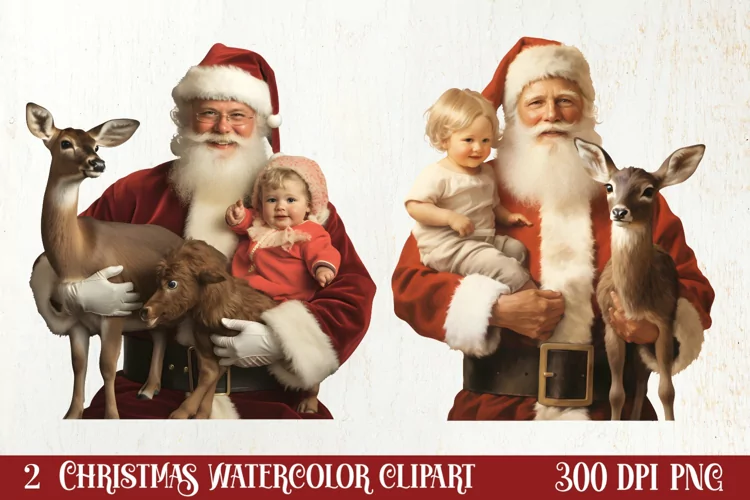 Vintage Christmas Clipart Sublimation, Christmas Clipart