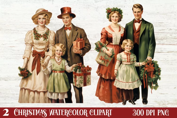 Vintage Christmas Clipart, Vintage Christmas Clipart