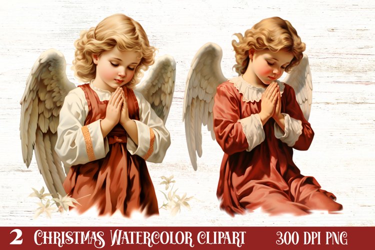 Vintage Christmas Angel Clipart Bundle, Christmas SVG