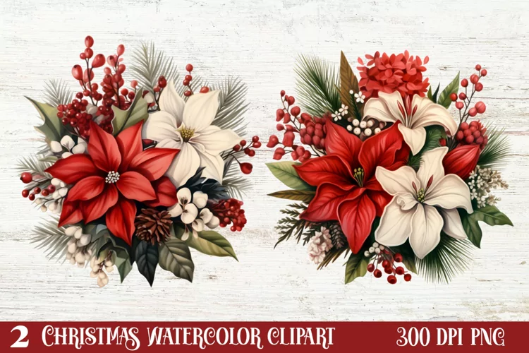 Watercolor Vintage Christmas Clipar, Vintage Christmas Clipa