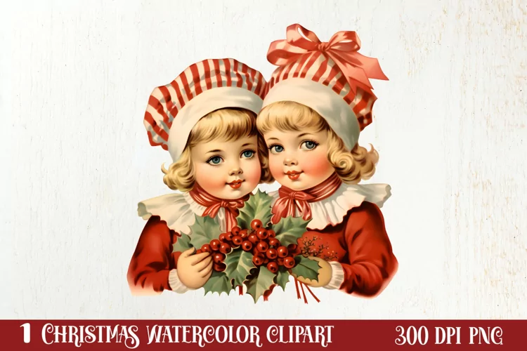 Vintage Christmas Sublimation Clipart, Vintage Christmas PNG