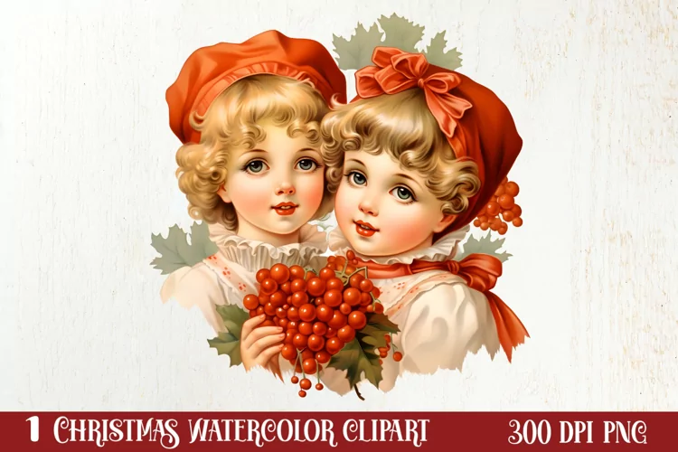 Vintage Christmas Sublimation Clipart, Vintage Christmas PNG