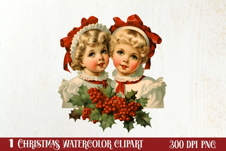 Vintage Christmas Sublimation Clipart, Vintage Christmas PNG