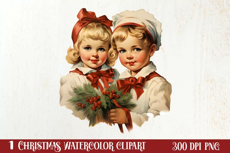 Vintage Christmas Sublimation Clipart, Vintage Christmas PNG