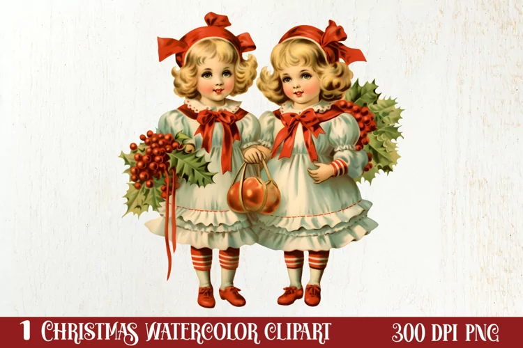 Vintage Christmas Sublimation Clipart, Vintage Christmas PNG