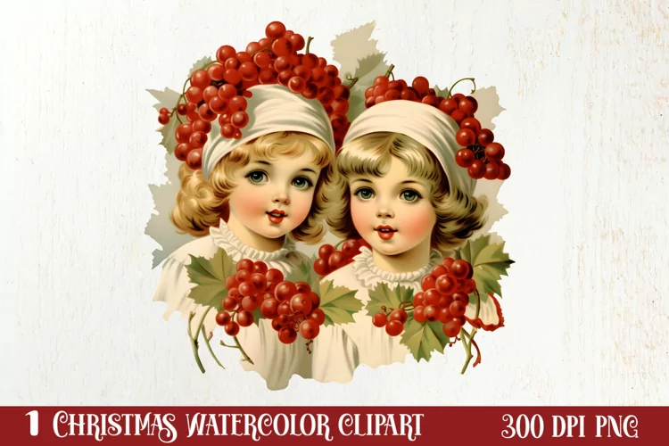 Vintage Christmas Sublimation Clipart, Vintage Christmas PNG