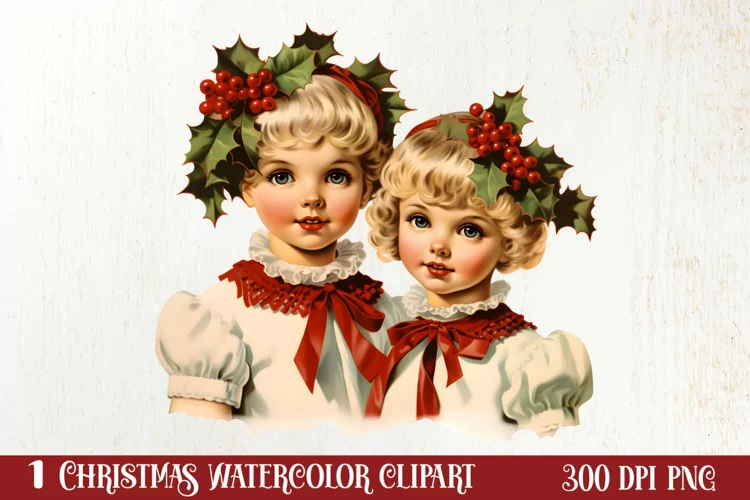Vintage Christmas Sublimation Clipart, Vintage Christmas PNG