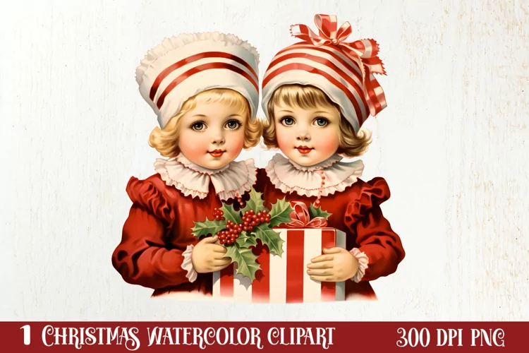 Vintage Christmas Sublimation Clipart, Vintage Christmas PNG