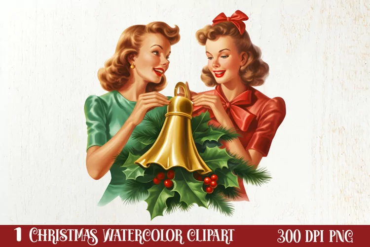 Vintage Christmas Sublimation Clipart, Vintage Christmas PNG