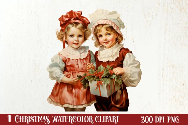 Vintage Christmas Sublimation Clipart, Vintage Christmas PNG