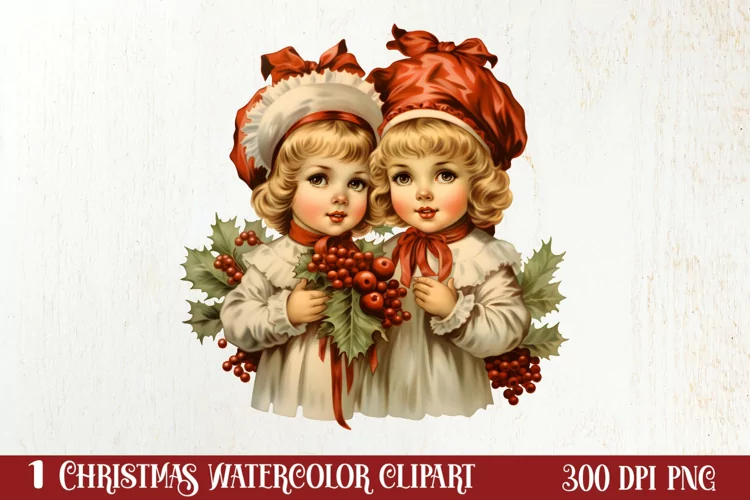 Vintage Christmas Sublimation Clipart, Vintage Christmas PNG
