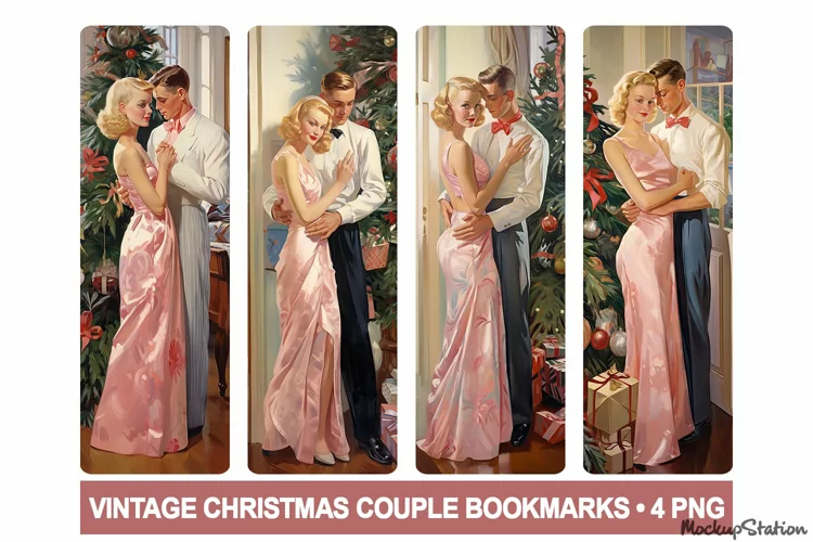 Vintage Couple Love Bookmarks PNG Romantic Printable Designs