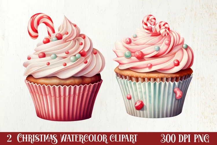 Watercolor Christmas Cakes Clipart, Christmas Clipart
