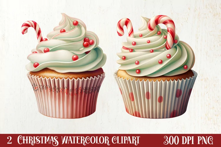Watercolor Christmas Cakes Clipart, Christmas Clipart