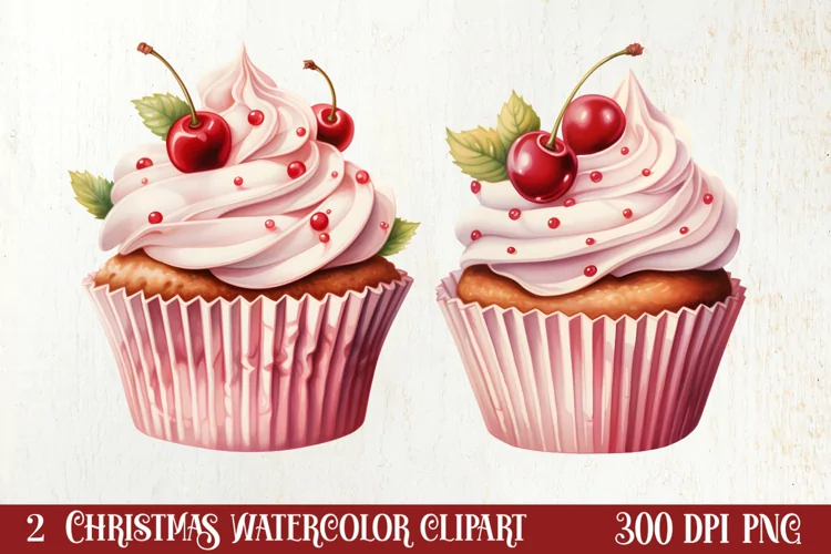 Watercolor Christmas Cakes Clipart, Christmas Clipart