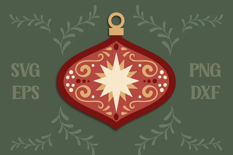 Vintage Christmas Ornament with Star SVG