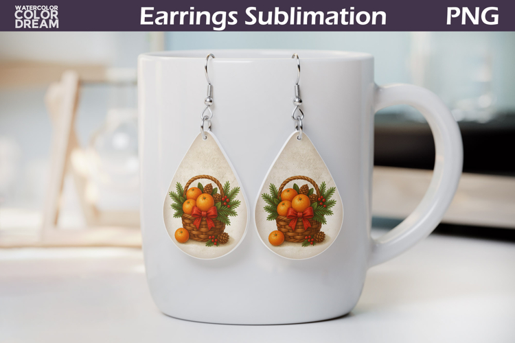Christmas Teardrop Earrings Sublimation example image 1