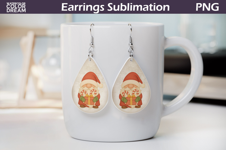 Christmas Teardrop Earrings | Gnome Christmas Earrings
