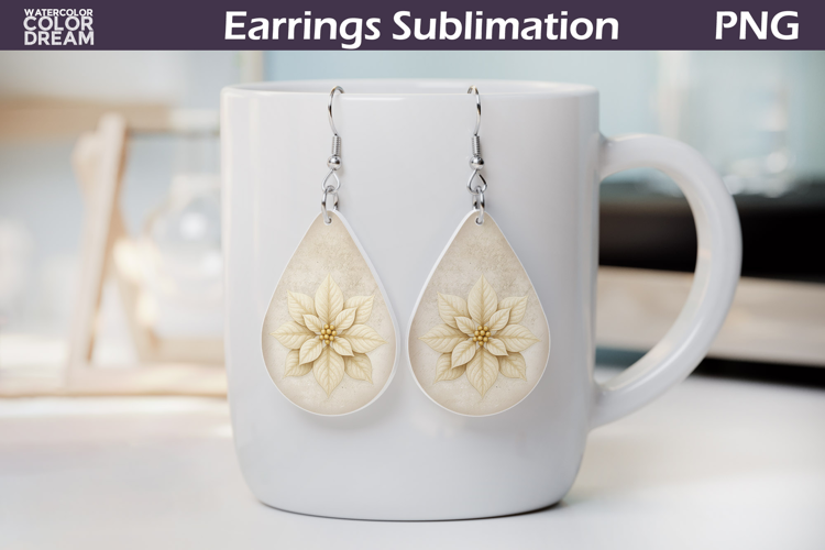 Poinsettia Christmas Teardrop Earrings | Retro Earrings