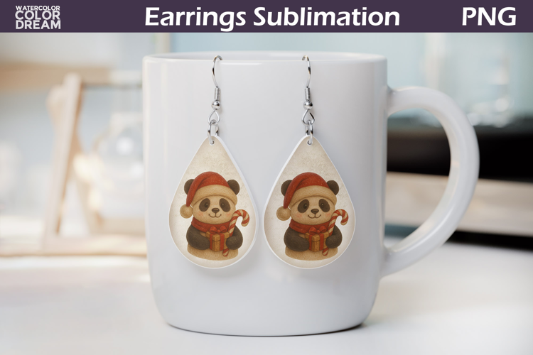Panda Christmas Teardrop Earrings | Retro Earrings