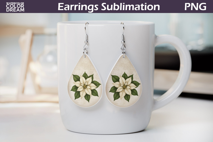 Poinsettia Christmas Teardrop Earrings | Retro Earrings