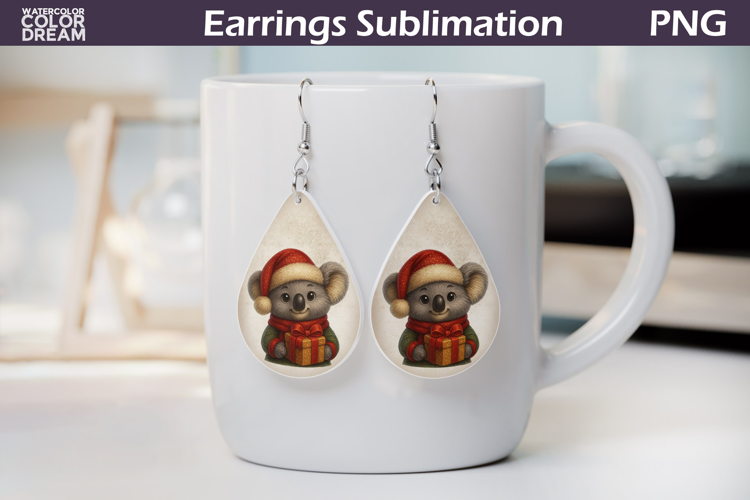Koala Christmas Teardrop Earrings | Retro Earrings