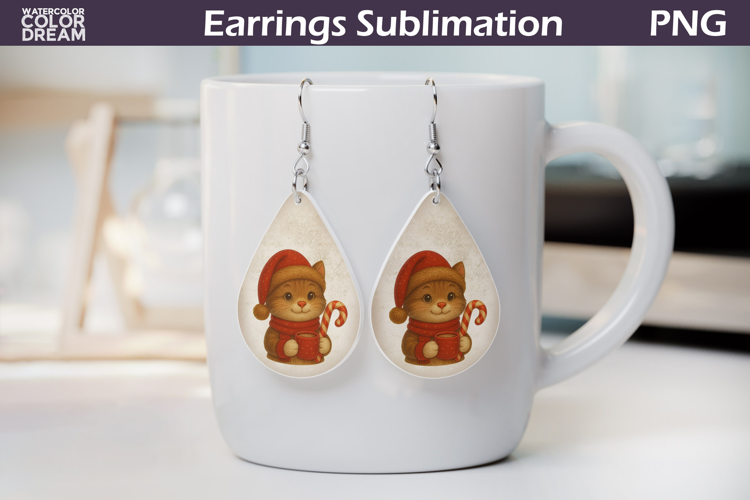 Cat Christmas Teardrop Earrings | Retro Earrings