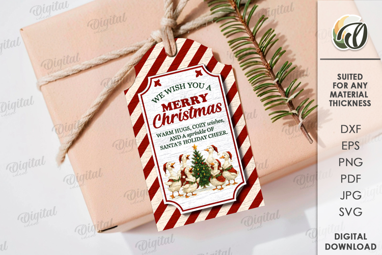 Vintage Christmas Gift Tag Laser Cut. Christmas SVG