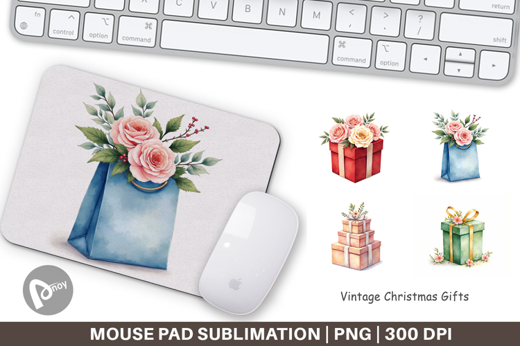 Mouse Pad Vintage Christmas Gifts Watercolor