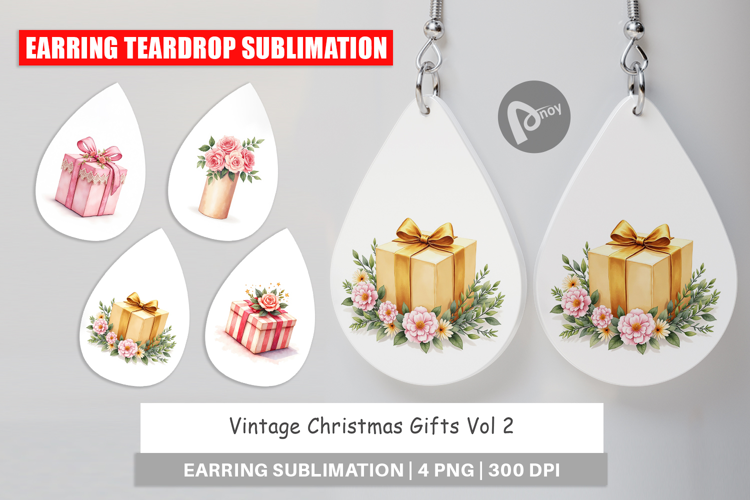 Earring Vintage Christmas Gifts Watercolor
