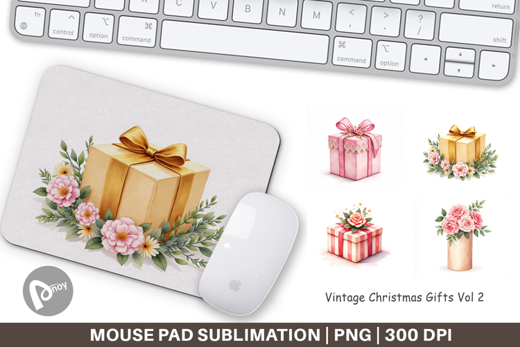 Mouse Pad Vintage Christmas Gifts Watercolor