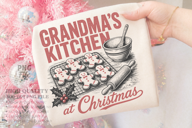 Vintage Christmas Gingerbread Baking PNG, Xmas Baking Design