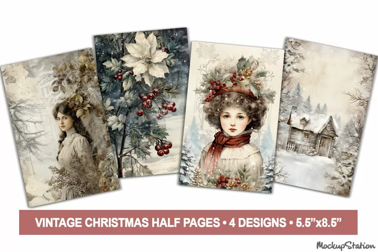 Christmas Junk Journal Pages | Victorian Winter Scrapbook